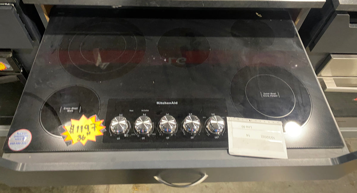 KitchenAid KCES556HBL 36 Inch Electric Cooktop with 5 Radiant Elements