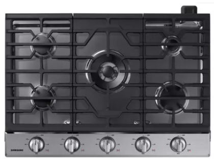 Samsung NA30N6555TS/AA 30 Inch Gas Smart Cooktop with 5 Sealed Burners, Cast-Iron Grates, 19K Power Burner, LED Illuminated Backlit Knobs, Removable Griddle, Ready2Fit™ Guarantee, and ADA Compliant: Stainless Steel
