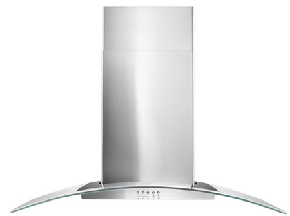 Whirlpool WVW51UC0FS 30 Inch Concave Glass Wall Mount Range Hood with 400 CFM, In-Line Smart Blower, LED Task Lighting, 3-Speeds, 44 dBA and Dishwasher Safe Grease Filter: Stainless Steel
