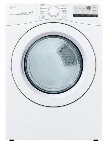 LG - 7.4 Cu. Ft. Stackable Electric Dryer with FlowSense - White - DLE3400W
