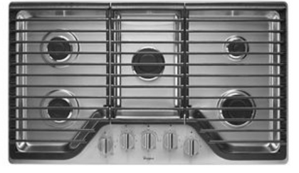 Whirlpool 36 inch 5 Burner Gas Cooktop with Fifth Burner  WCG51US6DS