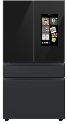 Samsung Bespoke 4-Door French Door Refrigerator (29 cu. ft.) – with Top Left and Family Hub™ Panel in Charcoal Glass - and Matte Black Steel Middle and Bottom Door Panels RF29BB89008M