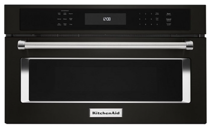 KitchenAid KMBP100EBS 30 Inch Built-in Microwave Oven with 1.4 Cu. Ft. Capacity, Convection Cooking, Sensor Steam Cycle, Crispwave™ Technology, EasyConvect™ Conversion, Broil Element, Quick Start, Control Lock, and ADA Compliant: Black Stainless Steel