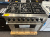 Viking 5 Series VDR5366BSS 36 Inch Freestanding Dual Fuel Range with 6 Sealed Burners, 5.6 Cu. Ft. Capacity, Self-Cleaning, Vari-Speed Dual Flow™ Convection, SoftLit™ LED Light, TruPower Plus™ Burner and Star-K Certified: Stainless Steel, Natural Gas