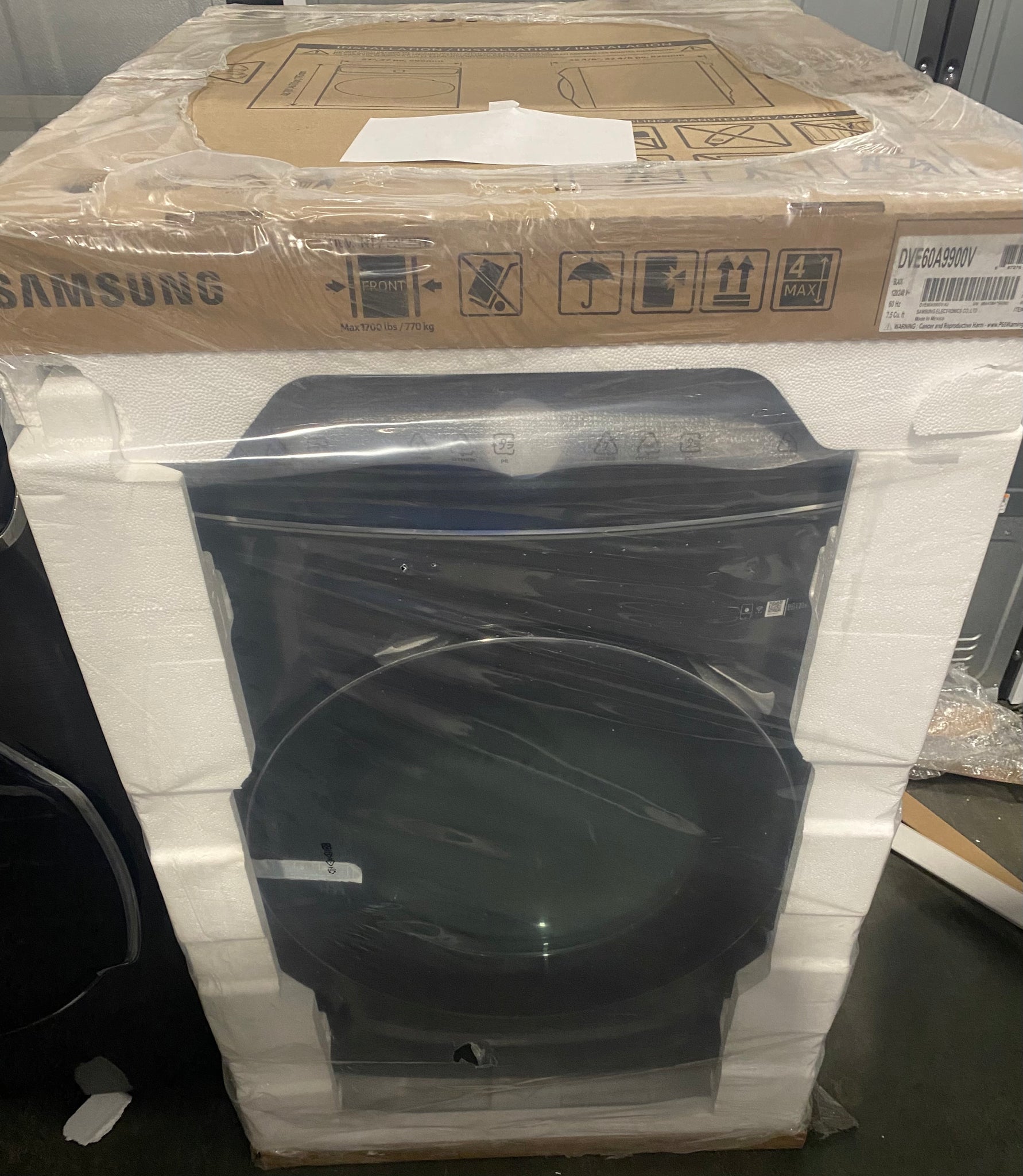 Samsung DVE60A9900V Washing Machine - Front Load Electric Dryer with Steam Cycle. In stock and ready to be delivered in the St. Louis area.