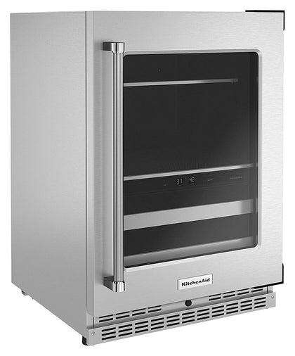 KitchenAid - 14-Bottle Dual Zone Beverage Cooler with Glass Door and Metal-Front Racks - Stainless Steel - KUBR314KSS