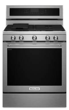 KitchenAid - 5.8 Cu. Ft. Self-Cleaning Freestanding Gas True Convection Range with Even-Heat - Stainless steel KFGG500ESS