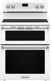 KitchenAid - 6.7 Cu. Ft. Self-Cleaning Freestanding Double Oven Electric Convection Range - White KFED500EWH