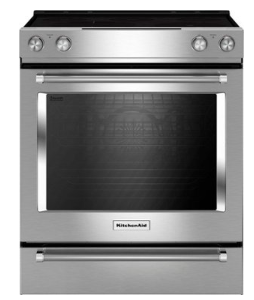 KitchenAid - 6.4 Cu. Ft. Self-Cleaning Slide-In Electric Convection Range - Stainless steel KSEG700ESS