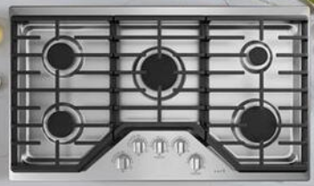 GE Cafe CGP70362NS1 36 Inch Natural Gas Cooktop with 5 Sealed Burners, Continuous Grates, Installs Over Oven, ADA Compliant, in Stainless Steel