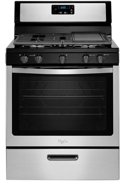 Whirlpool 30 Inch Freestanding Gas Range with 5 Sealed Burners, 5.1 cu. ft. Capacity (WFG505M0BS)