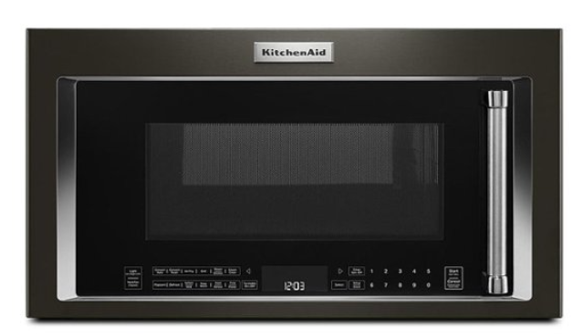 KitchenAid - 1.9 Cu. Ft. Convection Over-the-Range Microwave with Air Fry Mode - Black Stainless Steel KMHC319LBS