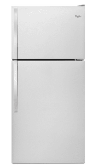Whirlpool WRT318FMDM 30 Inch Top Freezer Refrigerator with 18 cu. ft. Total Capacity, Adjustable Glass Shelves, Crisper Drawers, Flexi-Slide Bin, Dairy Bin, Electronic Temperature Controls, and Factory-Installed Icemaker: Stainless Steel