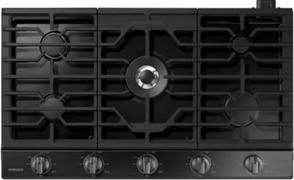 Samsung NA36N6555TG/AA 36 Inch Gas Smart Cooktop with 5 Sealed Burners, Cast-Iron Grates, 19K Power Burner, Removable Griddle, LED Illuminated Backlit Knobs, Ready2Fit™ Guarantee, and ADA Compliant: Fingerprint Resistant Black Stainless Steel