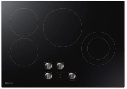 Samsung NZ30R5330RK/AA 30 Inch Electric Cooktop with 4 Burner Elements, Smooth Glass Ceramic Surface, 2.5 kW Burner, 1.5 kW Simmer Burner, Illuminated Control Knobs, Dishwasher Safe Knobs, Hot Surface Indicator, and ADA Compliant