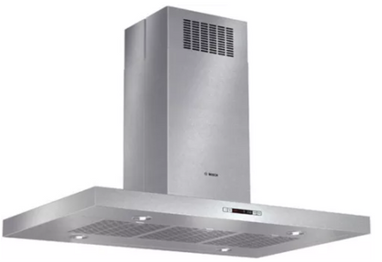Bosch 800 Series HIB82651UC 42 Inch Island Chimney Range Hood with 600 CFM Internal Blower, 4-Speed Touch Controls, Heat Sensor, Built-in Timer, Stainless Steel Filters and Non-Duct Option