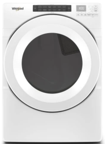 Whirlpool WED560LHW 27 Inch Electric Long Vent Dryer with 7.4 cu. ft. Capacity, Wrinkle Shield™ Option, EcoBoost™, 12 Cycles, Sanitize, Closet-Depth Fit, ADA Compliant, and ENERGY STAR®