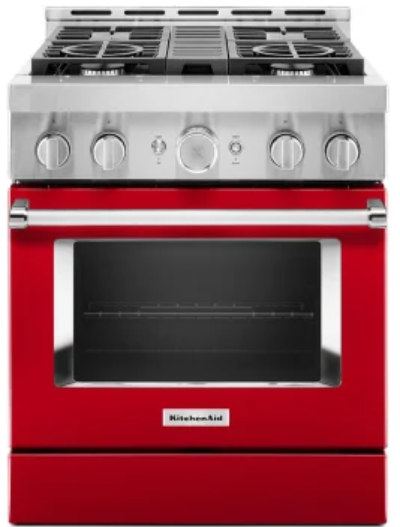 KitchenAid Commercial-Style KFGC500JPA 30 Inch Freestanding Gas Smart Range with 4 Sealed Burners