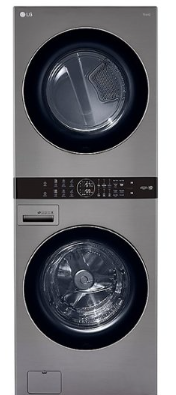 LG WKE100HVA 27 Inch Smart Electric WashTower with 4.5 Cu. Ft. Washer Capacity, 7.4 Cu. Ft. Dryer Capacity, Single Unit WashTower™ Design, Built-In Intelligence, Allergiene™ Wash Cycle, Sensor Dry, and ENERGY STAR® Certified: Graphite Steel