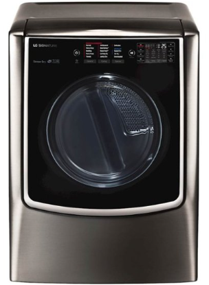 LG - SIGNATURE 9.0 Cu. Ft. Smart Electric Dryer with Steam and Sensor Dry - Black Stainless Steel DLEX9500K