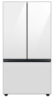 Samsung - BESPOKE 24 cu. ft. 3-Door French Door Counter Depth Smart Refrigerator with Beverage Center - White Glass RF24BB660012/AA