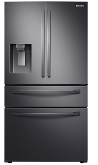 Samsung - 22.4 cu. ft. 4-Door French Door Counter Depth Refrigerator with Food Showcase - Black Stainless Steel  RF22R7351SG/AA