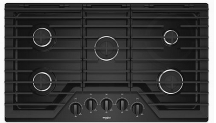 Whirlpool 36 in. Gas Cooktop in Stainless Steel with 5 Burners and EZ-2-LIFT Hinged Cast-Iron Grates - WCG55US6HB