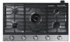 Samsung NA36K7750TS 36 Inch Gas Cooktop with 5 Sealed Burners, 22,000 BTU True Dual Power Burner, Griddle, Wok Grate, Blue LED-Illuminated Dishwasher Safe Control Knobs, 3-Piece Grates, Wi-Fi Connectivity and Bluetooth Connectivity: Stainless Steel
