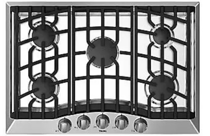 Viking RVGC3305BSS 30 Inch Gas Cooktop with 5 Permanently Sealed Burners, Aluminum Flame Ports, Cast-Iron Continuous Grates and Automatic Electric Spark Ignition: Natural Gas
