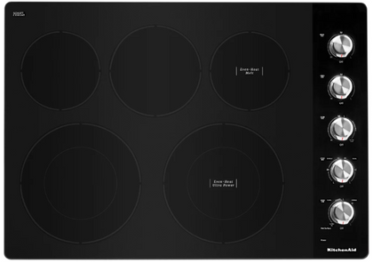 KitchenAid KCES550HSS 30 Inch Electric Cooktop with 5 Elements, Glass Surface, Even-Heat™ Elements