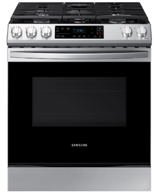 Samsung - 6.0 cu. ft. Front Control Slide-in Gas Range with Wi-Fi, Fingerprint Resistant - Stainless Steel NX60T8111SS
