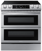 Samsung - 6.3 cu. ft. Flex Duo Front Control Slide-in Electric Range with Smart Dial, Air Fry & Wi-Fi, Fingerprint Resistant - Stainless Steel NE63T8751SS
