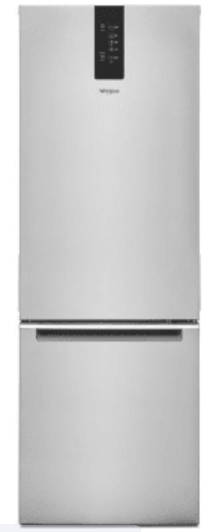 Whirlpool WRB533CZJZ 24 Inch Counter Depth Bottom-Freezer Refrigerator with 12.7 Cu. Ft. Capacity, Frameless Glass Shelves, Flexi-Slide™ Bins, Reversible Doors, Adaptive Defrost, and ENERGY STAR® Certified: Stainless Steel
