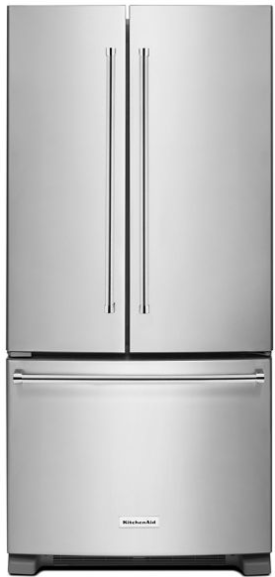 KitchenAid 22 Cu. Ft. 33-Inch Width Standard Depth French Door Refrigerator with Interior Dispenser KRFF302ESS