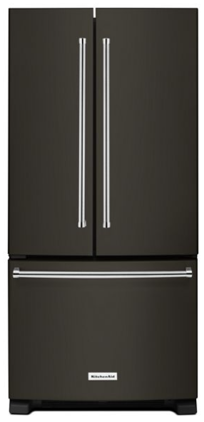 KitchenAid 22 Cu. Ft. 33-Inch Width Standard Depth French Door Refrigerator with Interior Dispenser KRFF302EBS