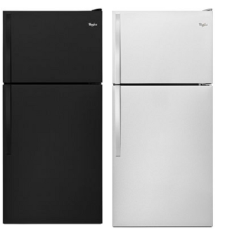 Whirlpool 30 Inch Freestanding Top Freezer Refrigerator with 18 Total Capacity, 3 Wire Shelves, Automatic Defrost, ADA Compliant, Flexi-Slide Bin, UL Certification, Automatic Defrosting WRT108FFD(B/M)