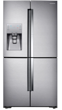 Samsung 22 cu. ft. Food Showcase Counter Depth 4-Door Flex™ Refrigerator with FlexZone™ in Stainless Steel RF22K9381SR