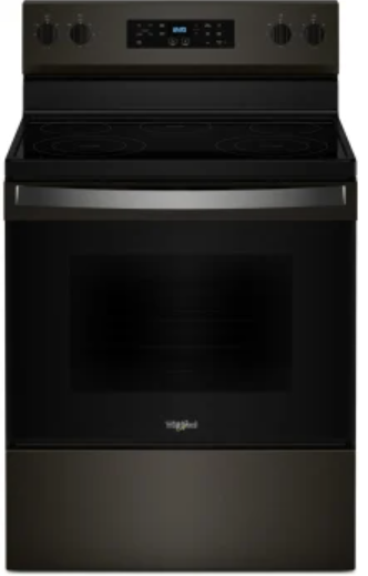 Whirlpool WFES3330RV 30 Inch Freestanding Electric Range with 5 Elements, 5.3 cu. ft. Oven Capacity, FlexHeat™ Dual Elements, Warm Zone, Storage Drawer, No Preheat Mode and Steam Clean: Black Stainless