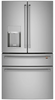 GE Cafe CVE28DP2NS1 36 Inch 4-Door French-Door Smart Refrigerator with 27.6 Cu. Ft. Capacity, TwinChill™, Convertible Drawer, LED Light Tower, Auto Fill, Humidity Control System, Enhanced Shabbos Mode Capable, and ENERGY STAR® Qualified