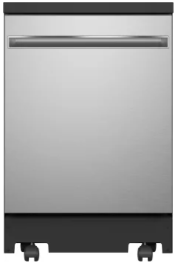 GE GPT225SSLSS 24 Inch Portable Dishwasher with 3-Level Wash System, 3 Wash Cycles, Automatic HotStart™, Piranha™ Hard Food Disposer, NSF Certified SaniWash, CleanSensor, and ENERGY STAR Qualified Design: Stainless Steel