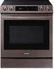 Samsung NE63T8711ST 30 Inch Slide-In Electric Smart Range with 5 Elements, 6.3 cu. ft. Convection+ Oven, 3,600W Express Boil, Self Clean, Storage Drawer, ADA Compliant, and Star-K: Bespoke Fingerprint Resistant Tuscan Steel