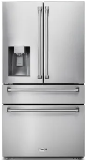 Thor Kitchen TRF3601FD 36 Inch Freestanding French Door Refrigerator with 21.6 cu.ft. Capacity, Ice and Water Dispenser, Counter Depth, Triple-Tech Cooling System, Crisper Drawers, Super Freezing and Cooling Function, and ENERGY STAR Certified