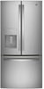 GE GYE18JYLFS 33 Inch Counter Depth French Door Refrigerator with 17.5 cu. ft. Capacity, Spill-Proof Shelves, Humidity-Controlled Drawers, Quick Space Shelf, Shabbos Mode, Icemaker, Water/Ice Dispenser, Advanced Filtration