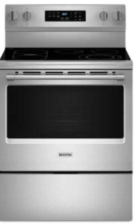 Maytag MFES6030RZ 30 Inch Freestanding Electric Range with 5 Element Burners, 5.3 Cu. Ft. Oven Capacity, Air Powered Convection, Air Fry, Precision Cooking™ System, Variable Broil, Storage Drawer, Self-Clean, Sabbath Mode, and ENERGY STAR® Certified