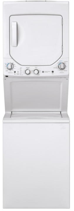 GE Unitized Spacemaker® 2.3 cu. ft. Capacity Washer with Stainless Steel Basket and 4.4 cu. ft. Capacity Electric Dryer GUD24ESSMWW