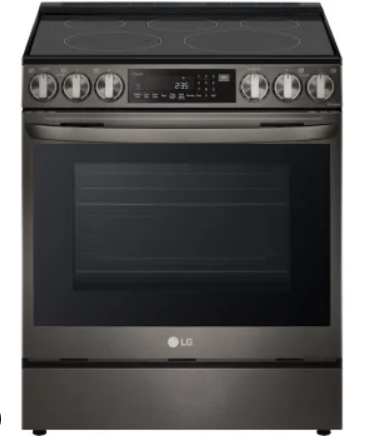 LG LSEL6335D 30 Inch Smart InstaView™ Electric Slide-in Range with 5 Smoothtop Elements, 6.3 Cu. Ft. Oven Capacity, ProBake Convection® with Air Fry, Storage Drawer, 11 Cooking Modes, EasyClean + Self Clean, SmartDiagnosis, and Sabbath Mode