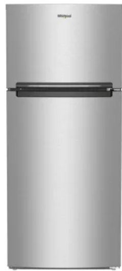 Whirlpool WRTX5028PM 28 Inch Freestanding Top Freezer Refrigerator with 16.3 cu. ft. Total Capacity, Glass Shelves, Gallon Door Bin, Flexi-Slide™ Bin, Optional Ice Maker, and Energy Star®: Stainless Steel