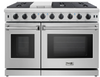 Thor Kitchen LRG4807ULP 48 Inch Freestanding Professional Gas Range with 6 Sealed Burners, Double Oven, 6.8 Cu.Ft. Ovens Capacity, Continuous Grates, Griddle, Automatic Re-Ignition, Halogen Lights, Convection Fan, and Black ABS Knobs: Liquid Propane