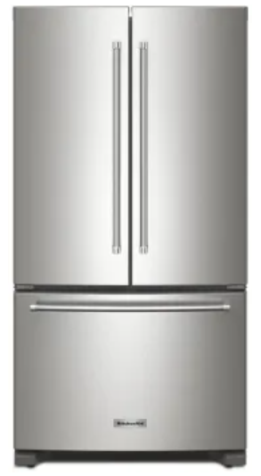 KitchenAid KRFC136RPS 36 Inch Freestanding Counter-Depth French Door Refrigerator with 20 Cu. Ft. Total Capacity, Interior Water Dispenser, Ice Maker, Spill-Resistant Framed Shelves, Wood-Look Nesting Shelf, Ultra-Bright LED Lighting