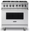 Viking 5 Series VDR5366BSS 36 Inch Freestanding Dual Fuel Range with 6 Sealed Burners, 5.6 Cu. Ft. Capacity, Self-Cleaning, Vari-Speed Dual Flow™ Convection, SoftLit™ LED Light, TruPower Plus™ Burner and Star-K Certified: Stainless Steel, Natural Gas
